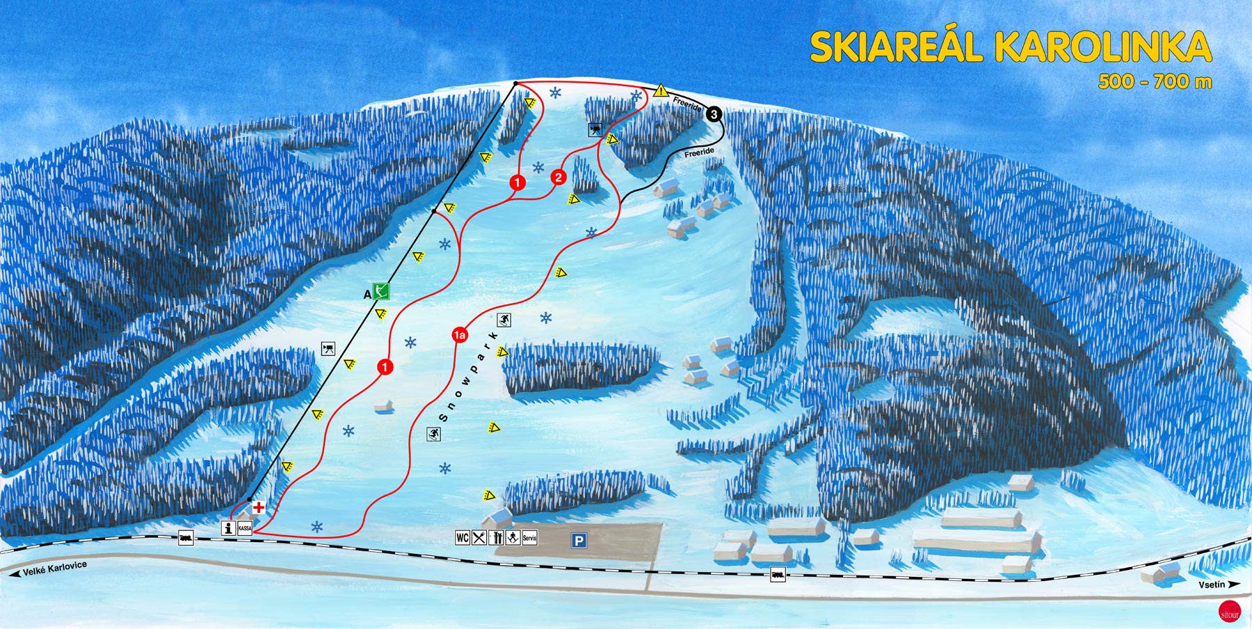 Ski areál Karolinka mapa
